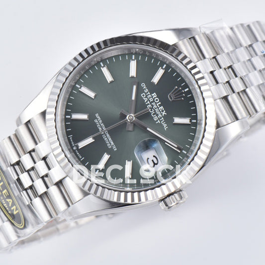 Rolex Datejust 36 126334 Mint Green Stick Jubilee — προφίλ καντράν