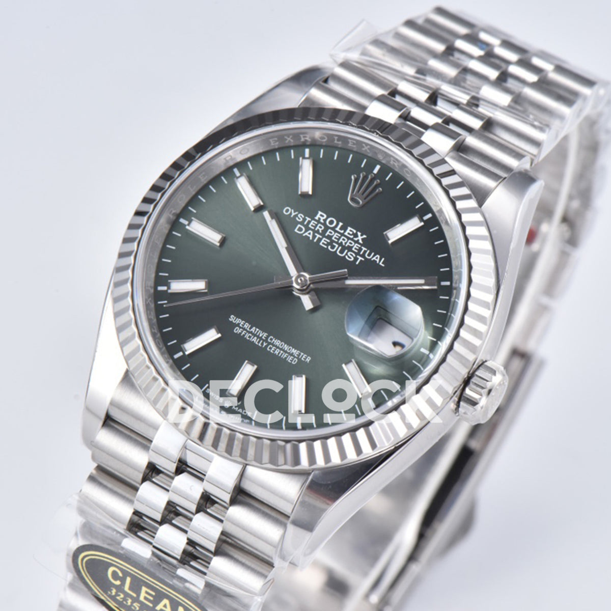 Rolex Datejust 36 126334 Mint Green Stick Jubilee — δείκτες και μπρασελέ
