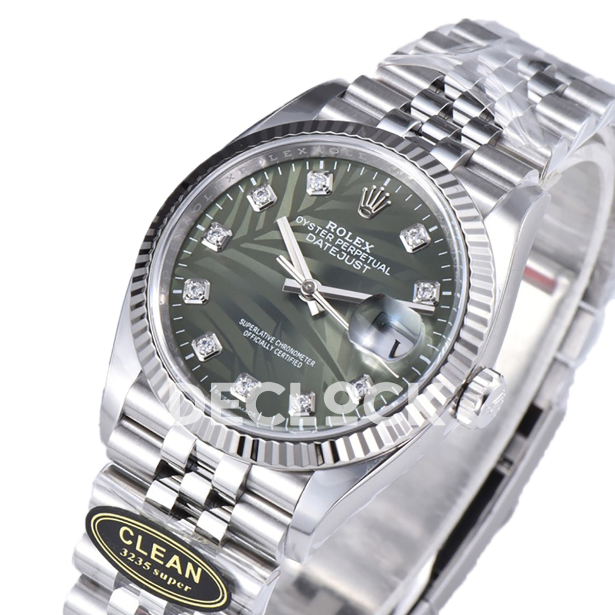 Rolex Datejust 36 126334 Olive Green Palm Diamond Jubilee — λοξή όψη