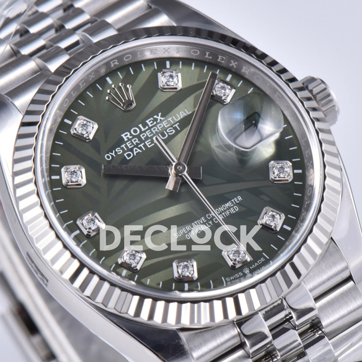 Rolex Datejust 36 126334 Olive Green Palm Diamond Jubilee — προφίλ καντράν