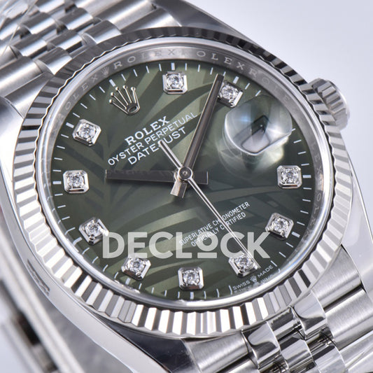 Rolex Datejust 36 126334 Olive Green Palm Diamond Jubilee — προφίλ καντράν