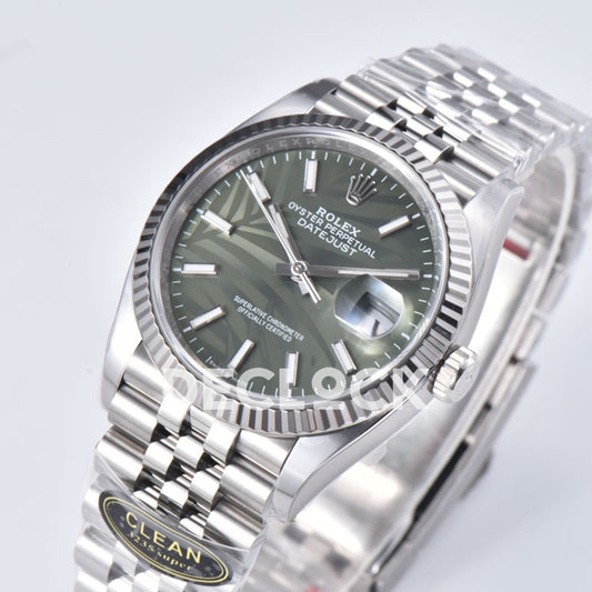 Rolex Datejust 36 126334 Olive Green Palm Stick Jubilee — λοξή όψη