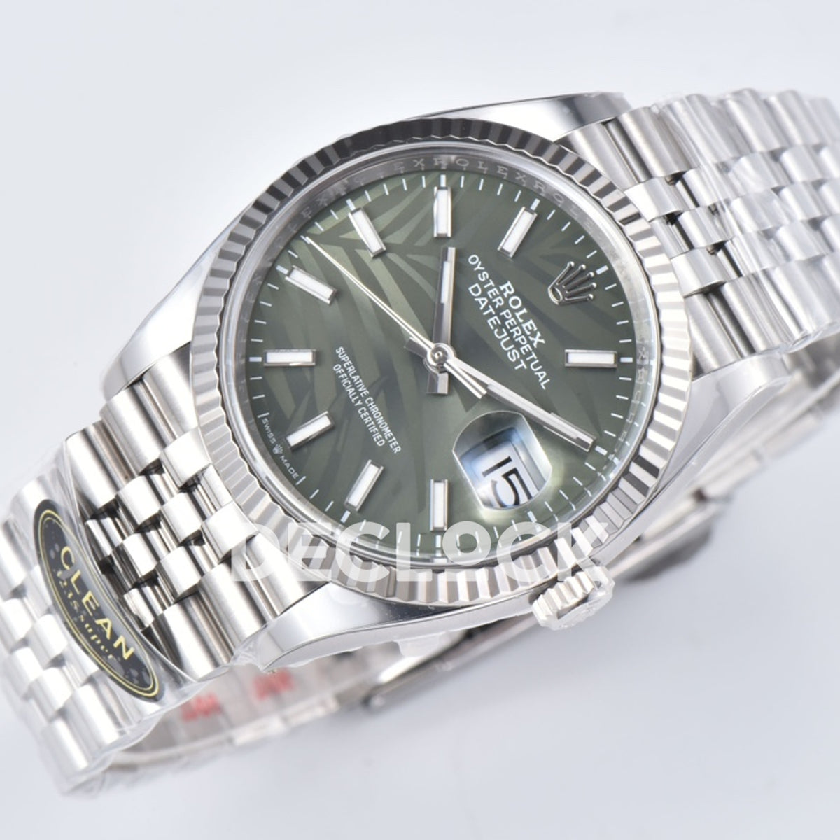 Rolex Datejust 36 126334 Olive Green Palm Stick Jubilee — οριζόντια όψη