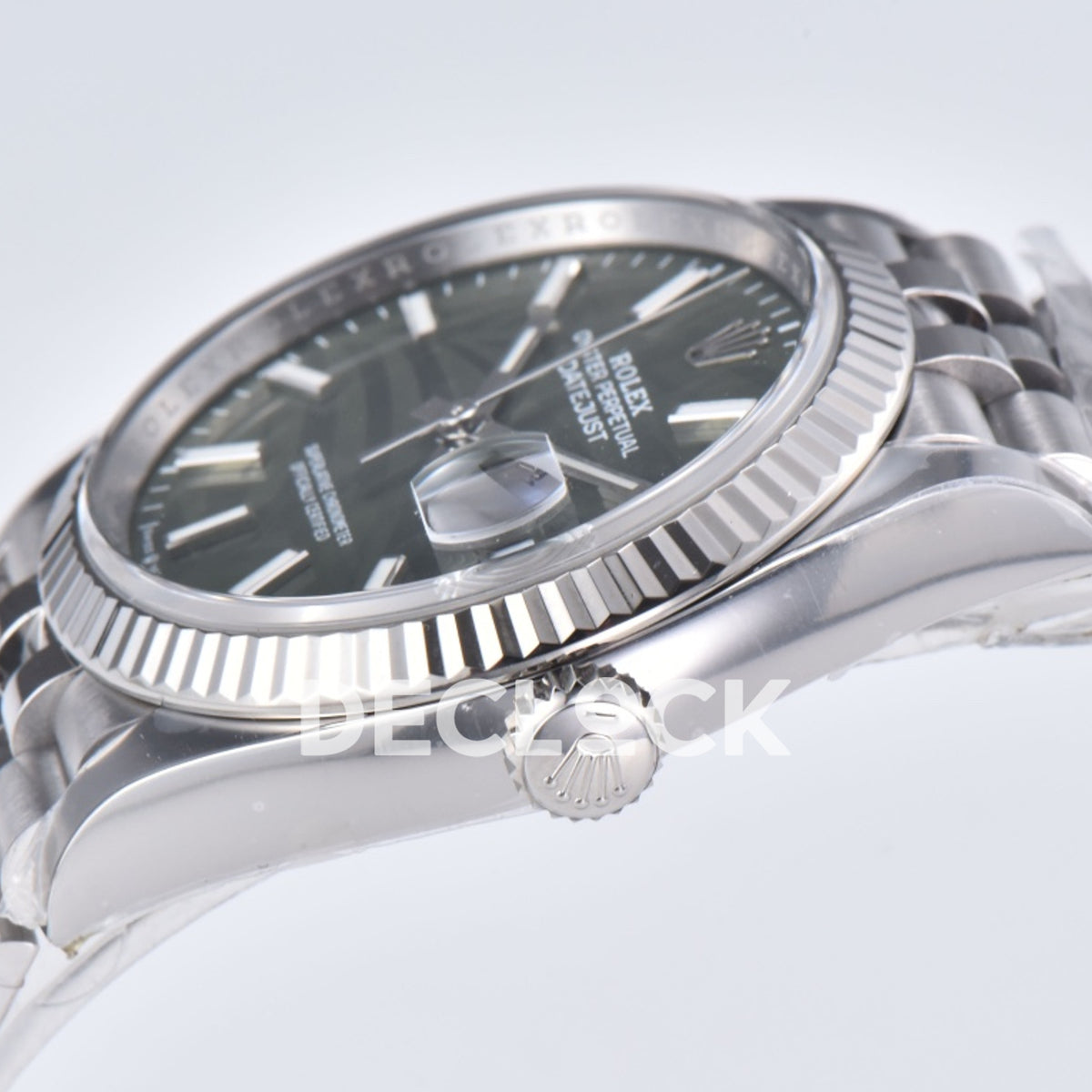 Rolex Datejust 36 126334 Olive Green Palm Stick Jubilee — κορώνα και καντράν