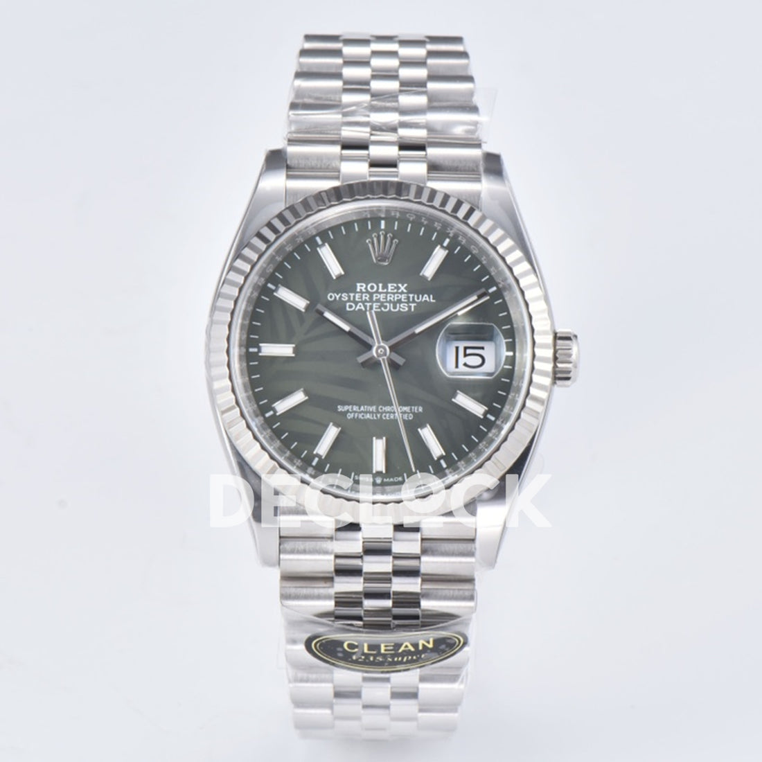 Rolex Datejust 36 126334 Olive Green Palm Stick Jubilee — μπροστινή όψη 126334
