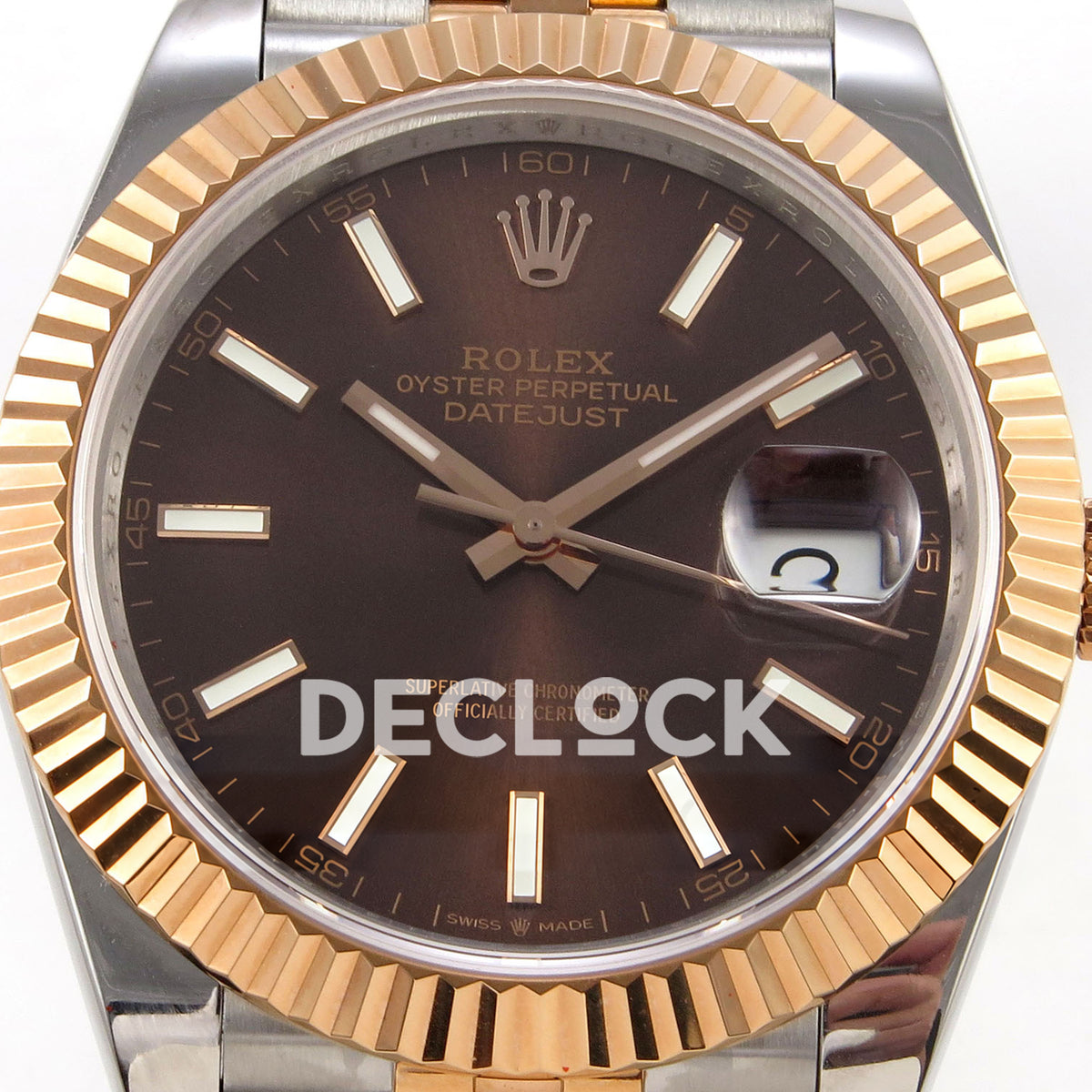 Rolex Datejust 41 126331-0002 Chocolate Stick Jubilee QF JH3235 Free Sprung replica - dial closeup