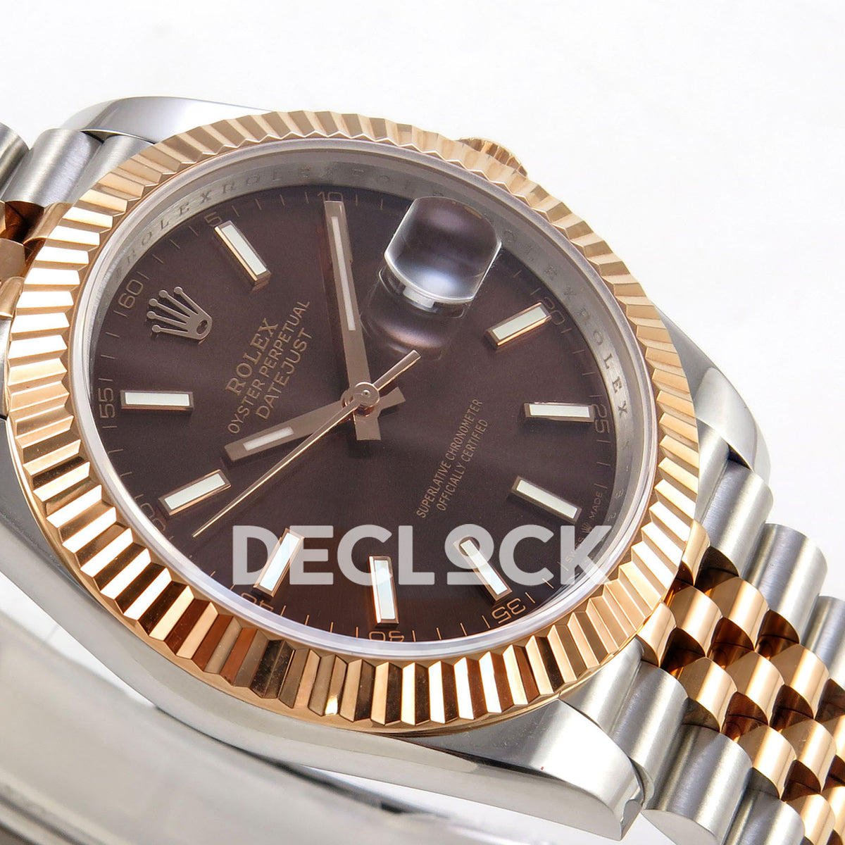 Rolex Datejust 41 126331-0002 Chocolate Stick Jubilee QF JH3235 Free Sprung replica - dial side angle