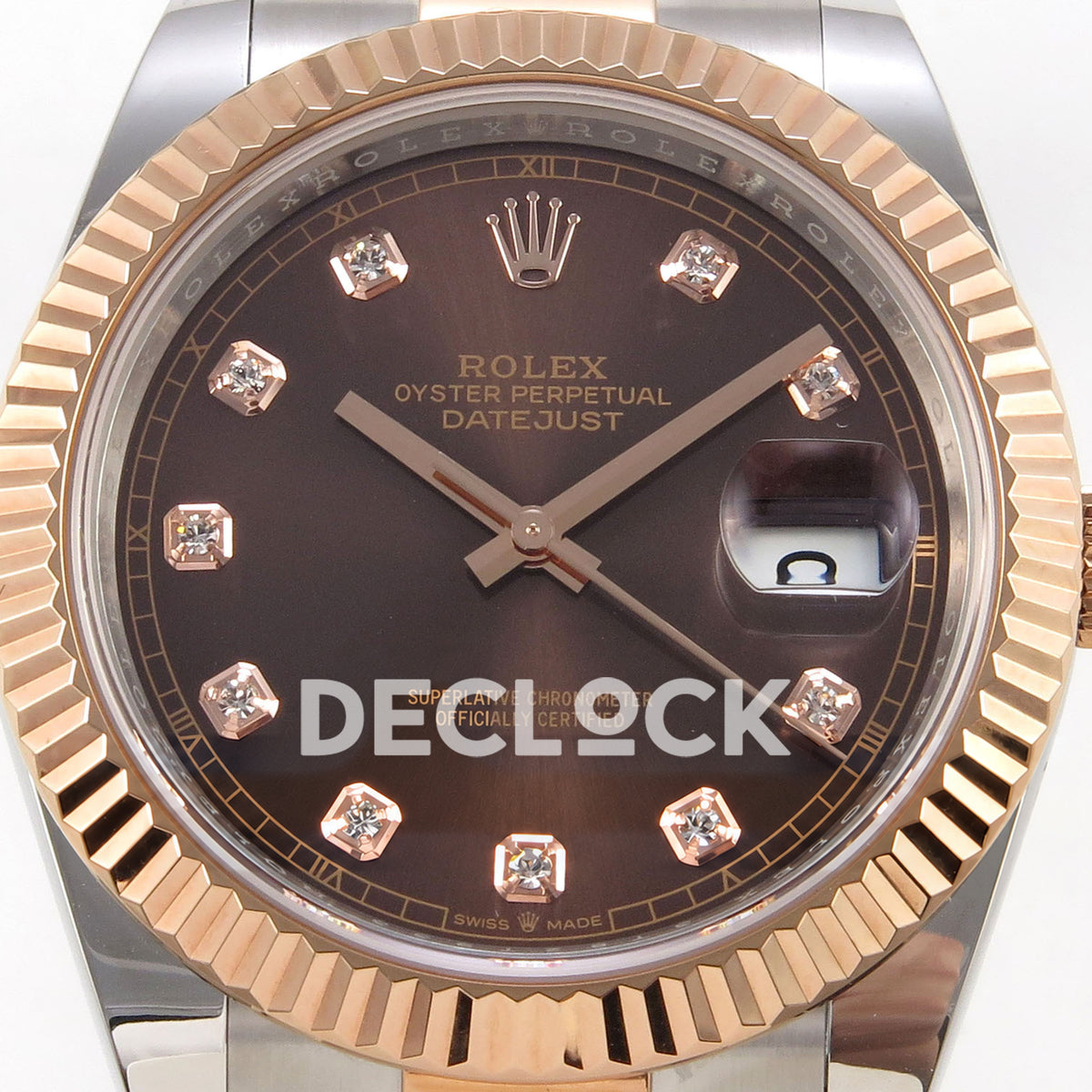 Rolex Datejust 41 126331-0003 Chocolate Diamond Oyster QF JH3235 Free Sprung replica - dial closeup