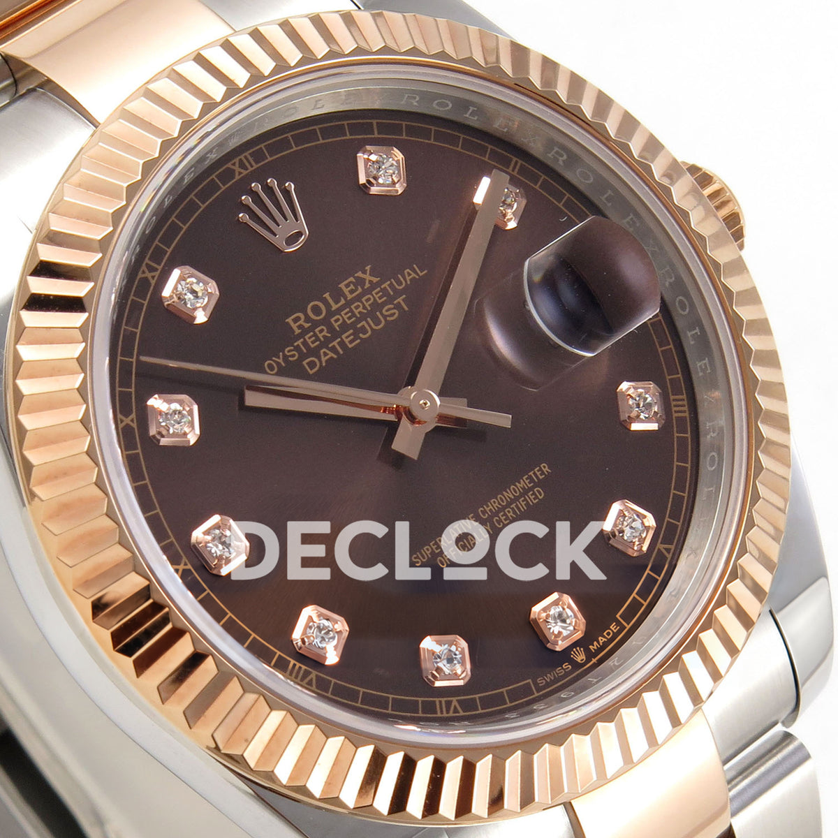 Rolex Datejust 41 126331-0003 Chocolate Diamond Oyster QF JH3235 Free Sprung replica - dial angle left