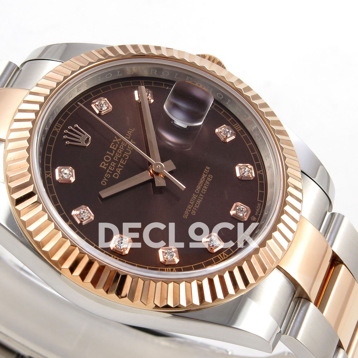 Rolex Datejust 41 126331-0003 Chocolate Diamond Oyster QF JH3235 Free Sprung replica - dial side angle