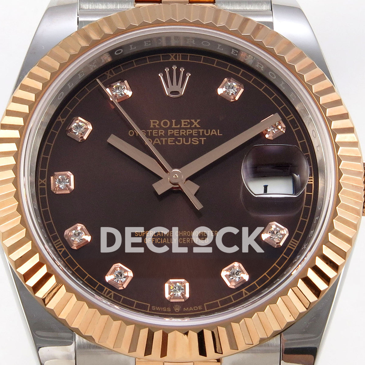 Rolex Datejust 41 126331-0004 Chocolate Diamond Jubilee QF JH3235 Free Sprung replica - dial closeup