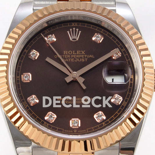 Rolex Datejust 41 126331-0004 Chocolate Diamond Jubilee QF JH3235 Free Sprung replica - dial closeup