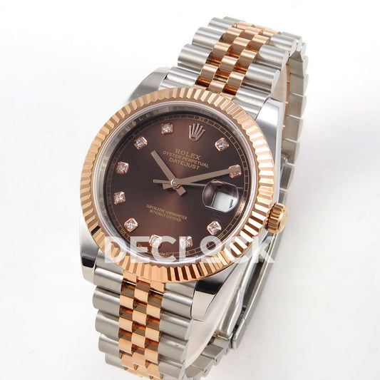 Rolex Datejust 41 126331-0004 Chocolate Diamond Jubilee QF JH3235 Free Sprung replica - three quarter