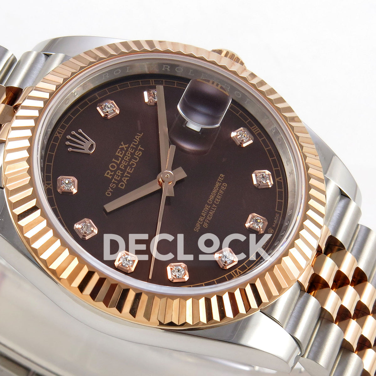 Rolex Datejust 41 126331-0004 Chocolate Diamond Jubilee QF JH3235 Free Sprung replica - dial side angle