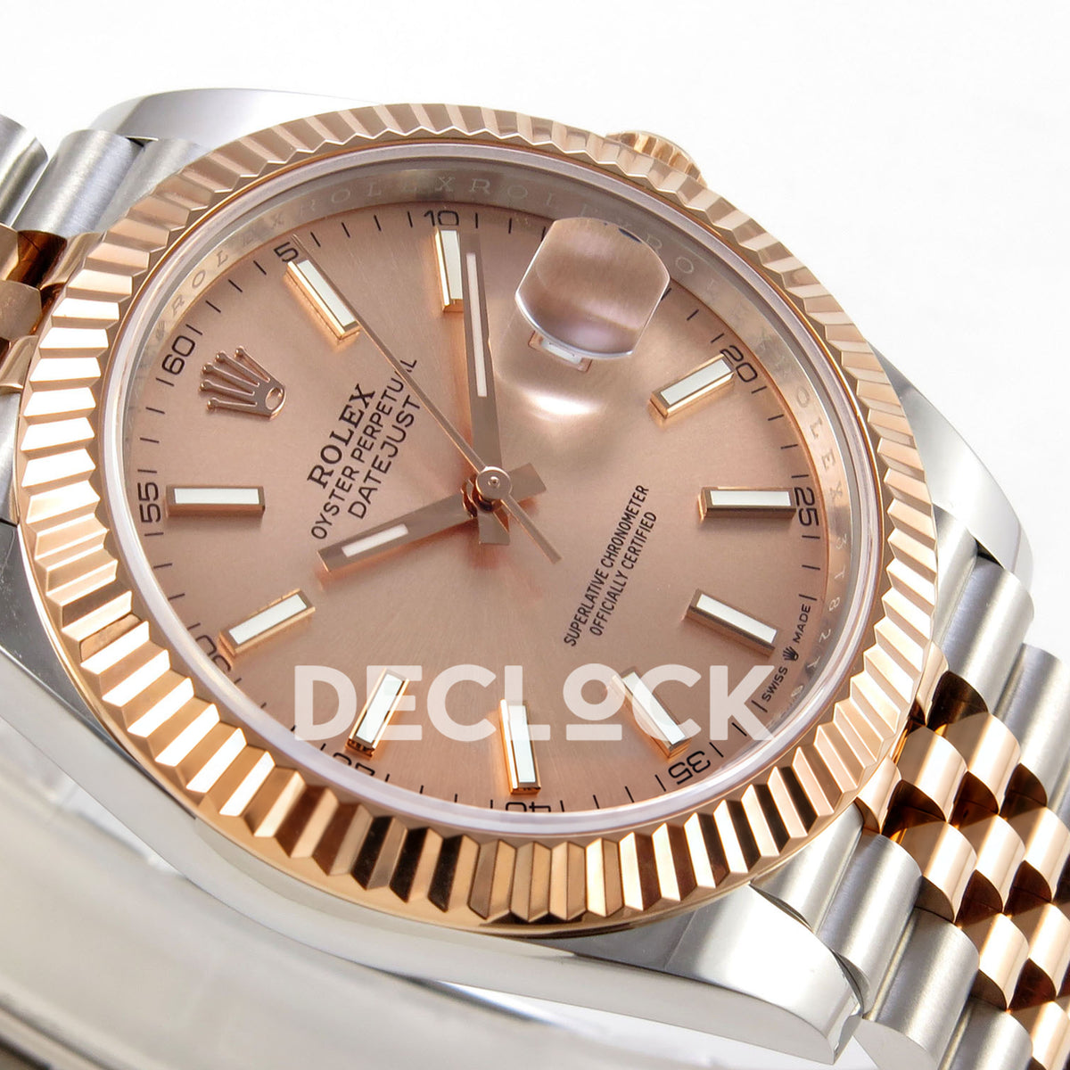 Rolex Datejust 41 126331-0010 Sundust Stick Jubilee QF JH3235 Free Sprung replica - dial side angle