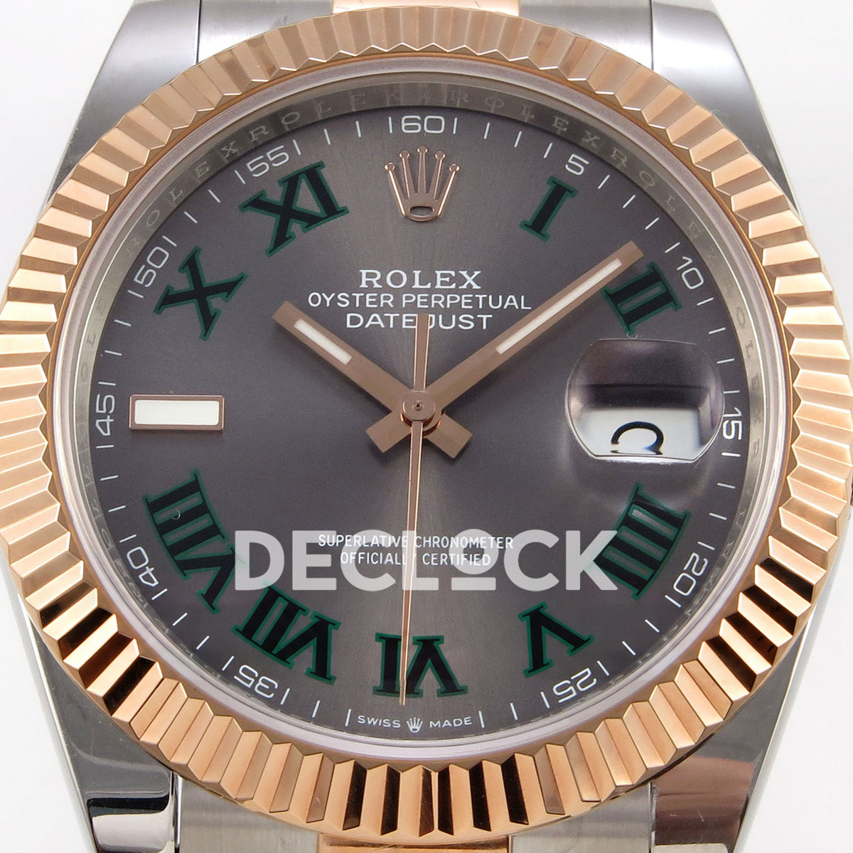 Rolex Datejust 41 126331 Wimbledon Oyster QF JH3235 Free Sprung replica - dial closeup