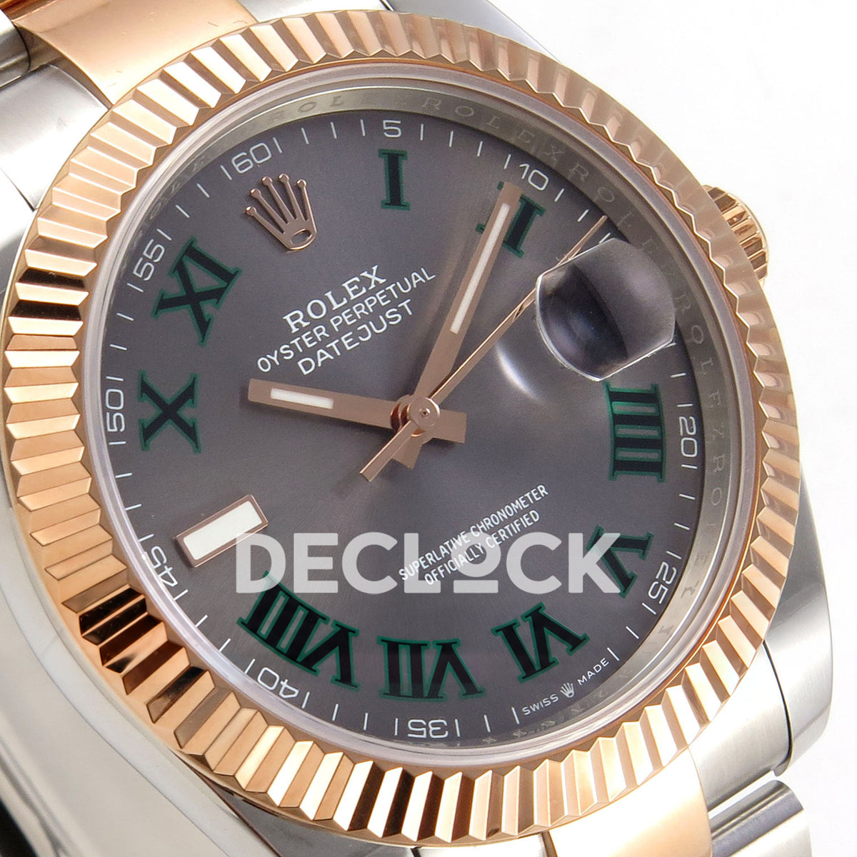 Rolex Datejust 41 126331 Wimbledon Oyster QF JH3235 Free Sprung replica - dial angle left