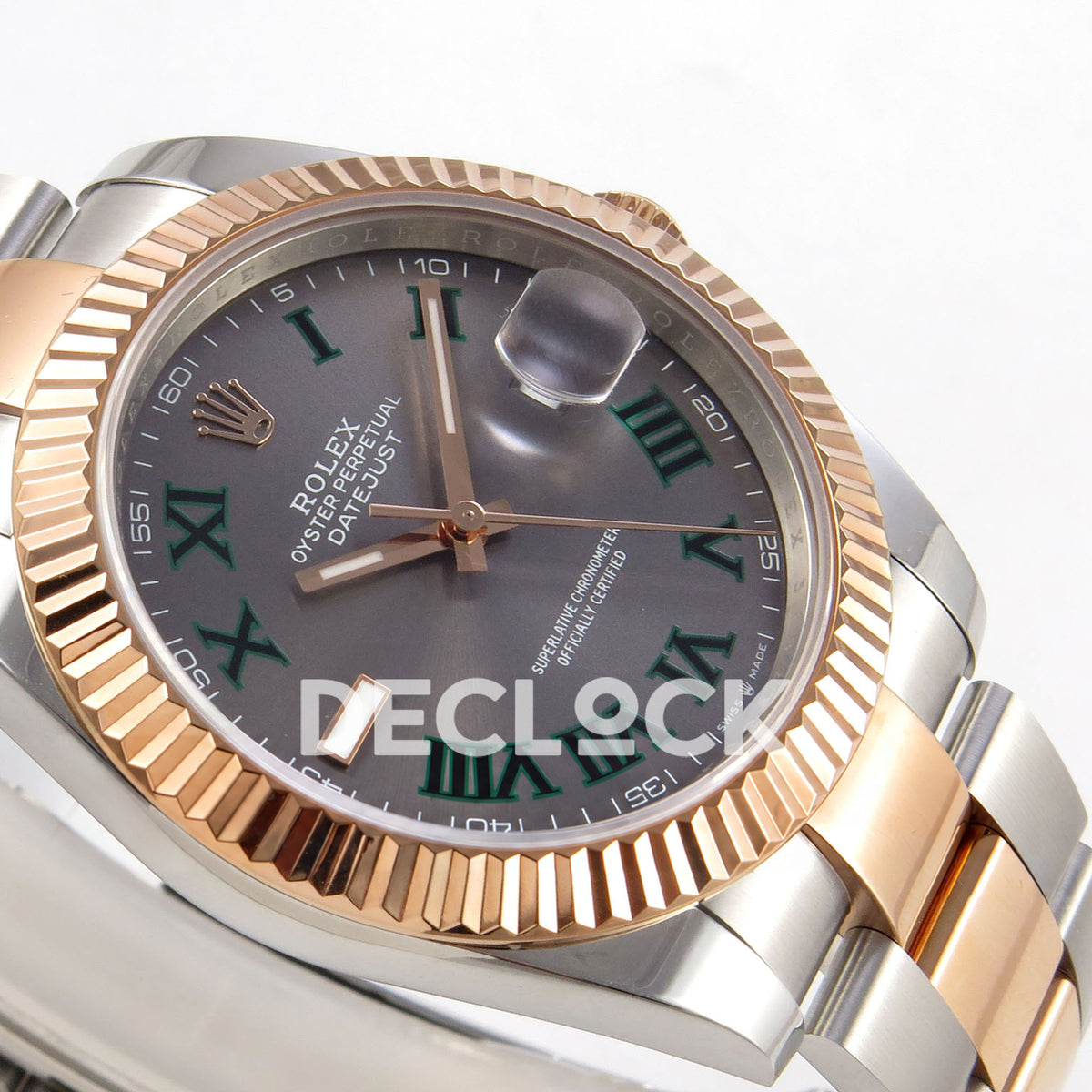 Rolex Datejust 41 126331 Wimbledon Oyster QF JH3235 Free Sprung replica - dial side angle