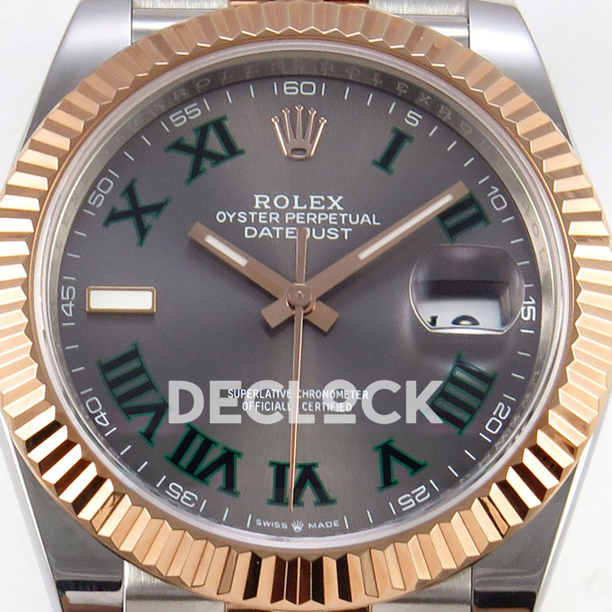 Rolex Datejust 41 126331-0016 Wimbledon Jubilee QF JH3235 Free Sprung replica - dial closeup
