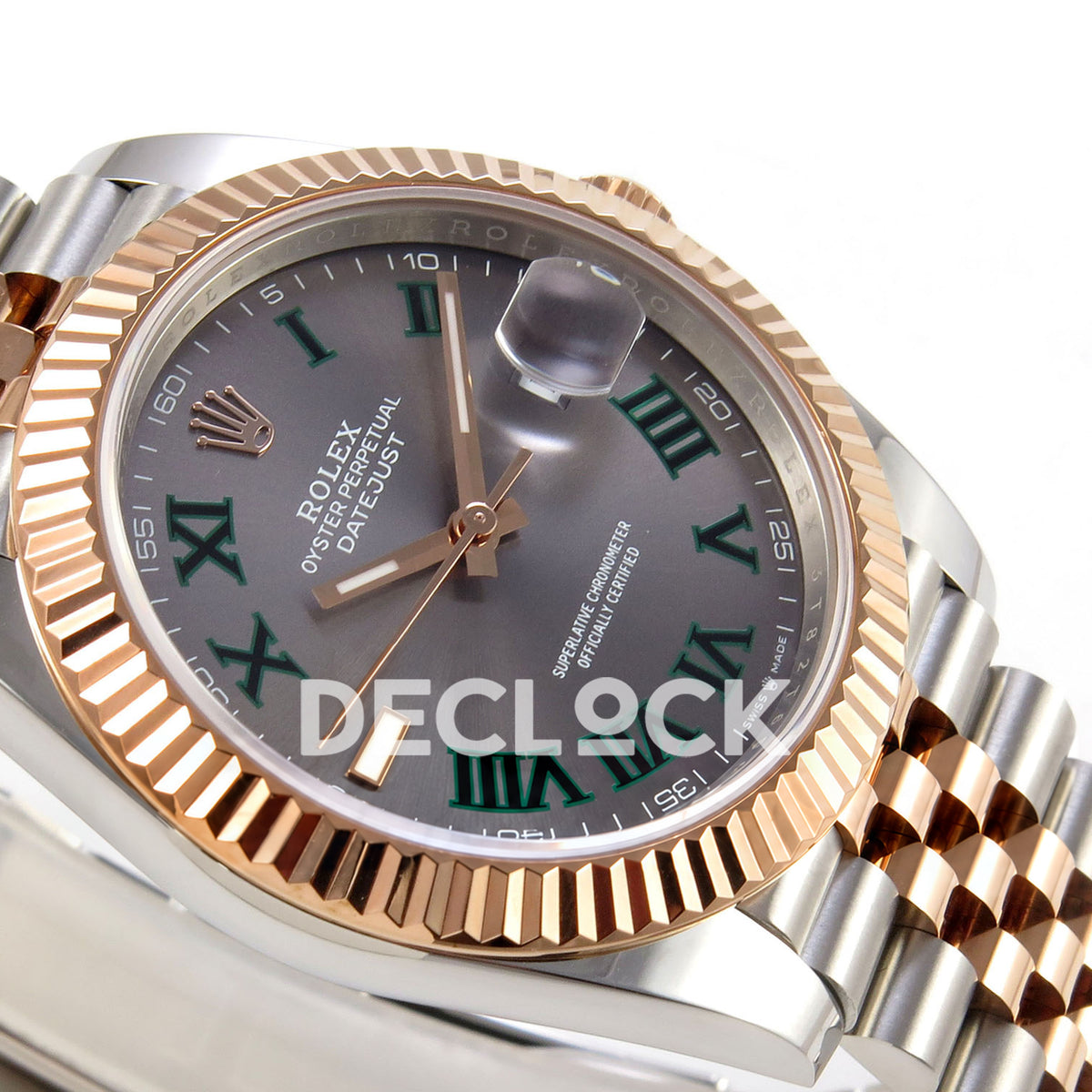 Rolex Datejust 41 126331-0016 Wimbledon Jubilee QF JH3235 Free Sprung replica - dial side angle