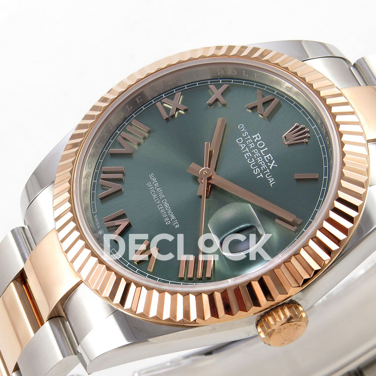 Rolex Datejust 41 126331-0021 Mint Green Roman Oyster QF JH3235 Free Sprung replica - dial angle right