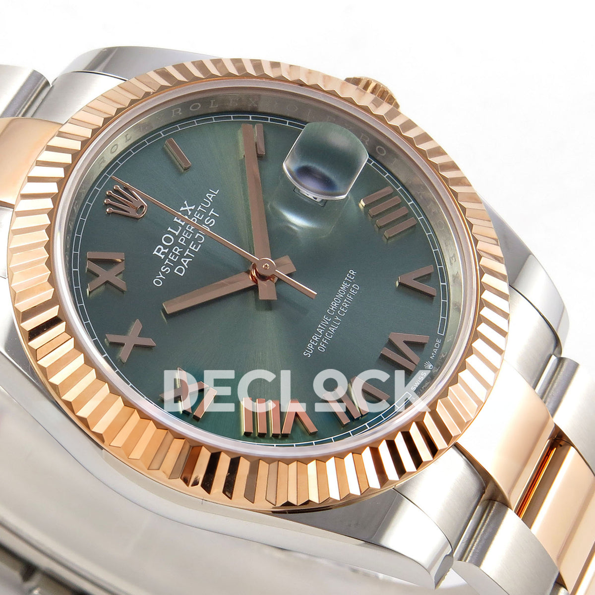 Rolex Datejust 41 126331-0021 Mint Green Roman Oyster QF JH3235 Free Sprung replica - dial side angle