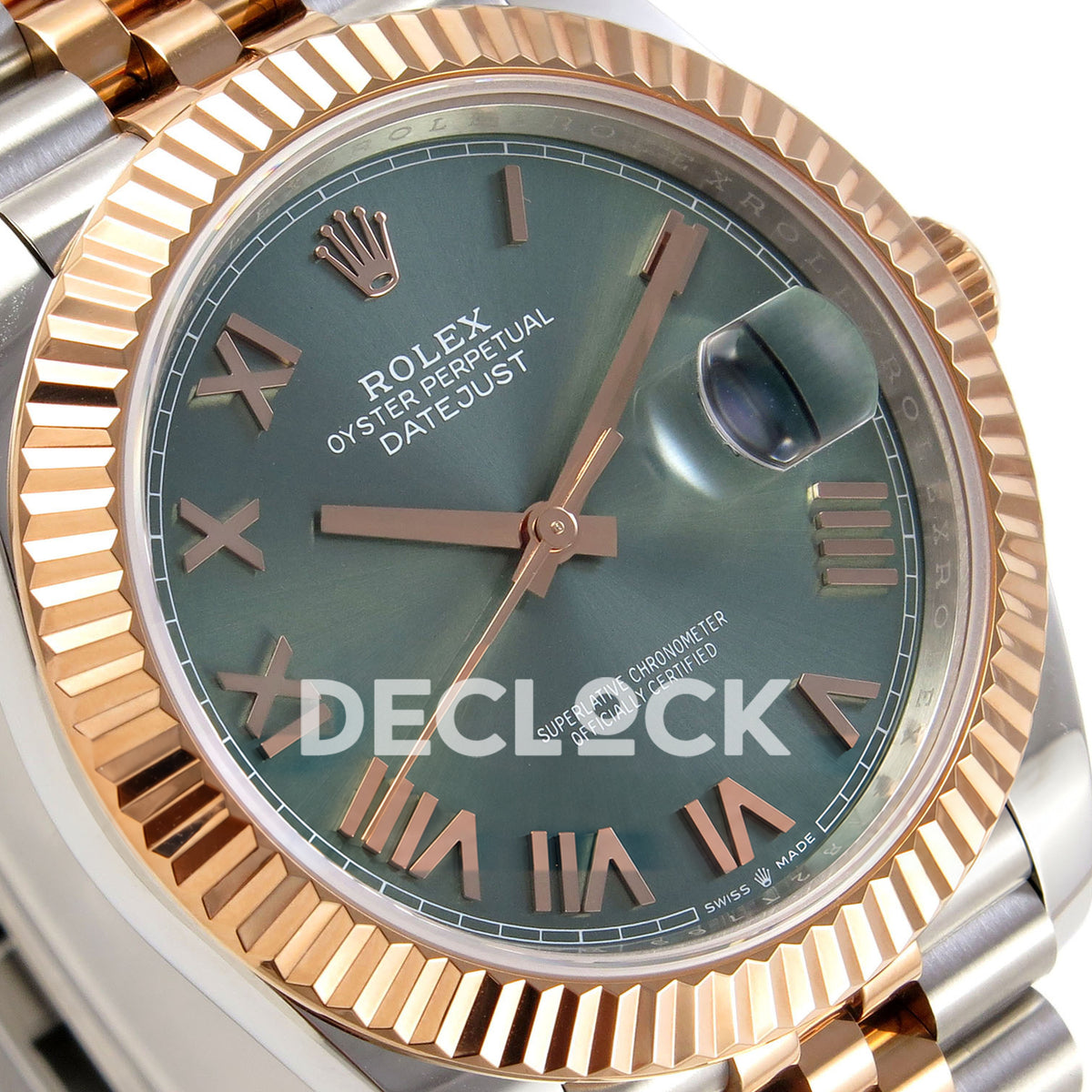 Rolex Datejust 41 126331-0022 Mint Green Roman Jubilee QF JH3235 Free Sprung replica - dial angle left