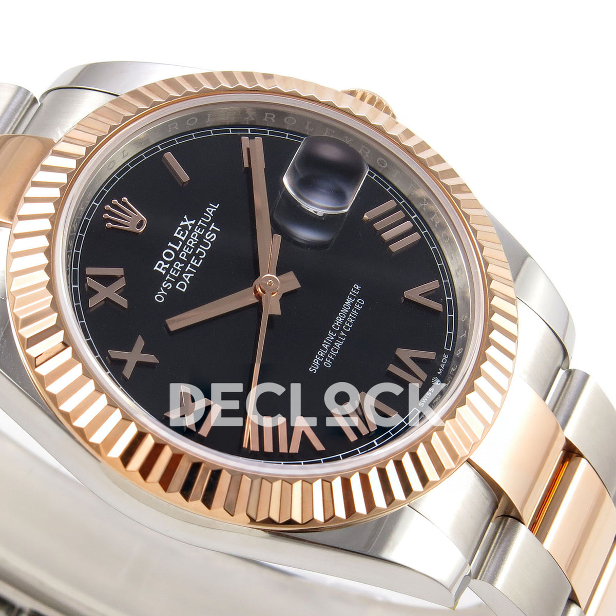 Rolex Datejust 41 126331-0023 Black Roman Oyster QF JH3235 Free Sprung replica - dial side angle