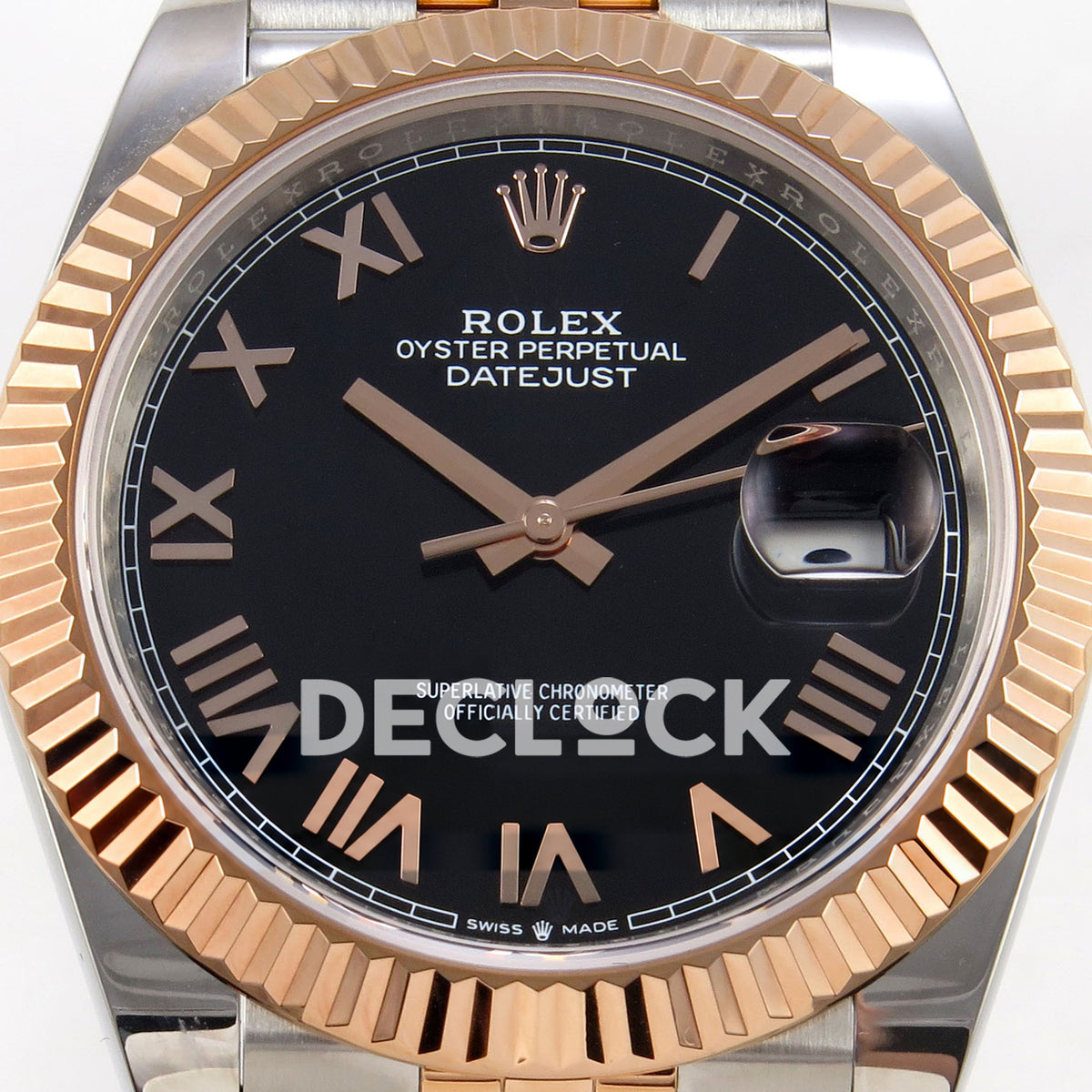 Rolex Datejust 41 126331-0024 Black Roman Jubilee QF JH3235 Free Sprung replica - dial closeup