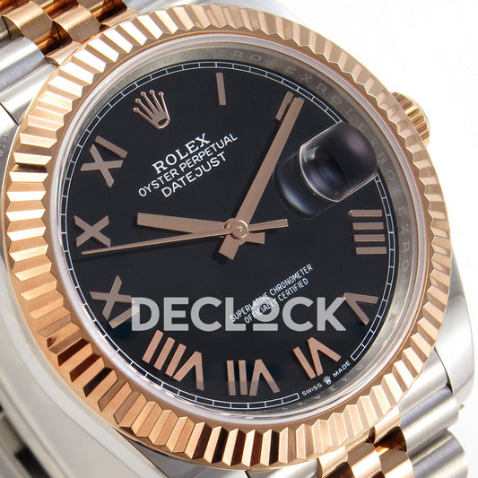 Rolex Datejust 41 126331-0024 Black Roman Jubilee QF JH3235 Free Sprung replica - dial angle left