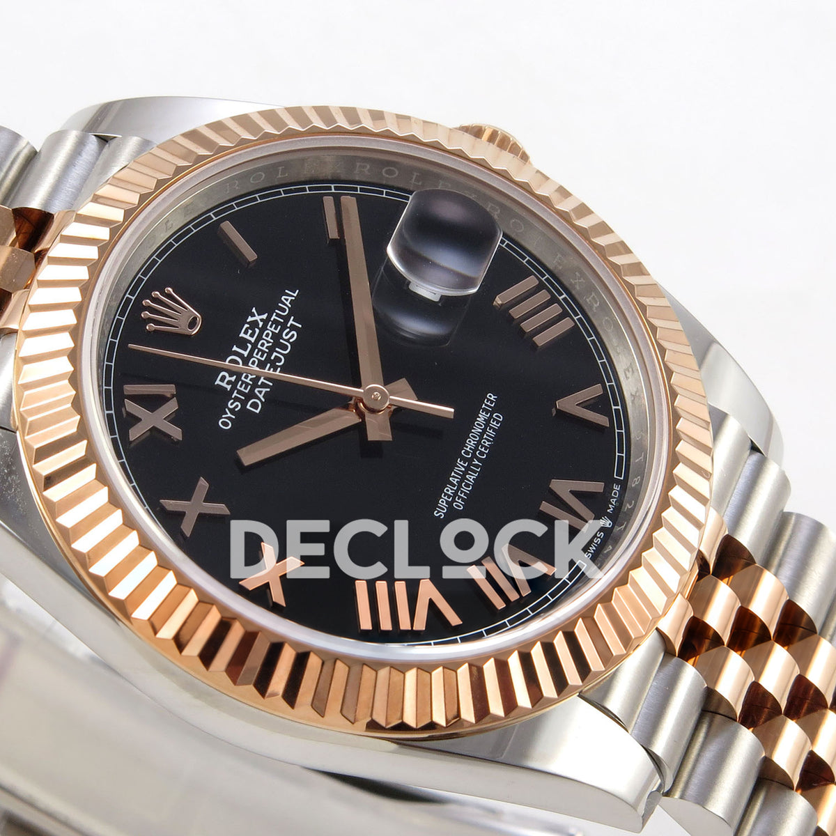 Rolex Datejust 41 126331-0024 Black Roman Jubilee QF JH3235 Free Sprung replica - dial side angle