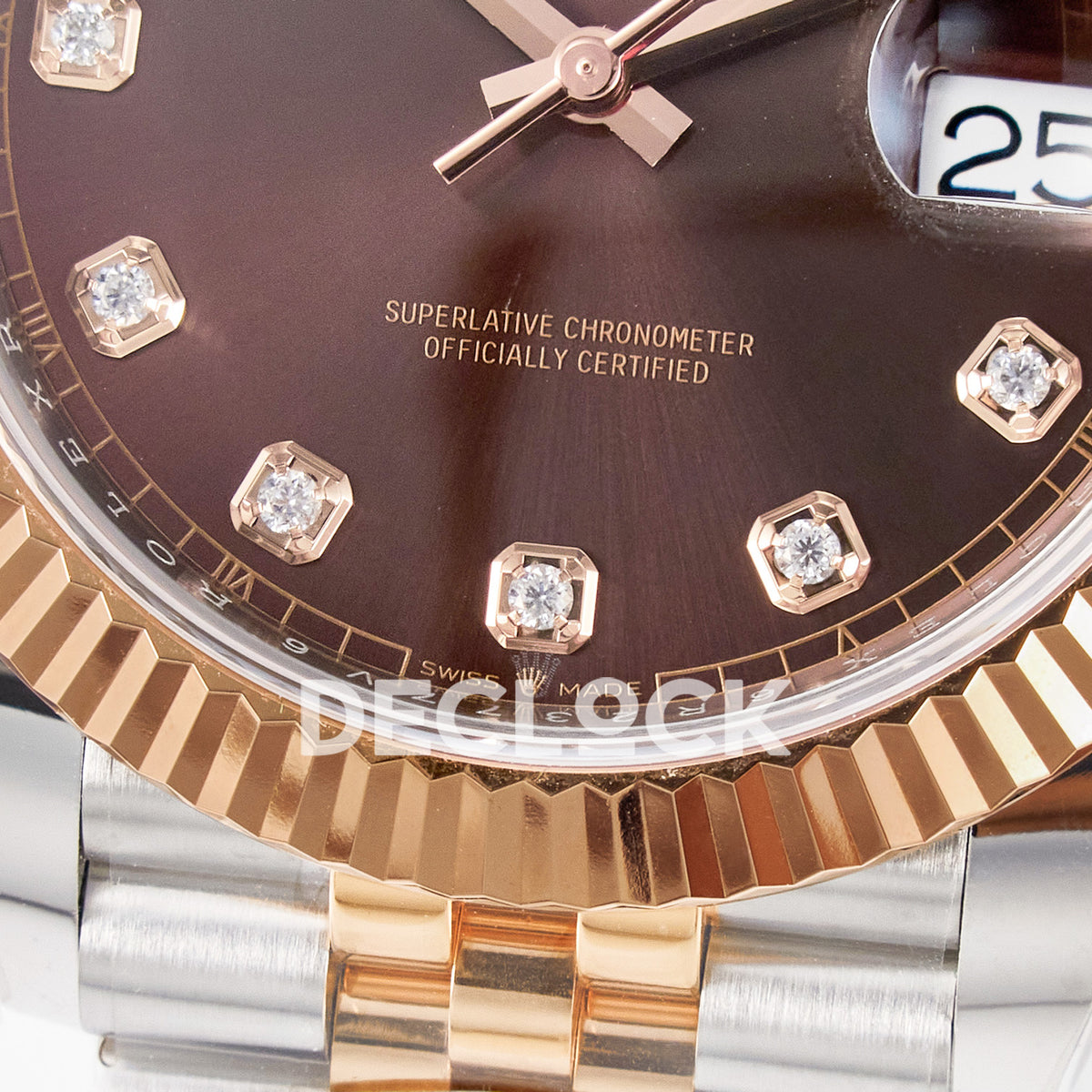 Rolex Datejust 41 126331 ARF Brown Diamond Jubilee — Κάτω μέρος καντράν και στεφάνη