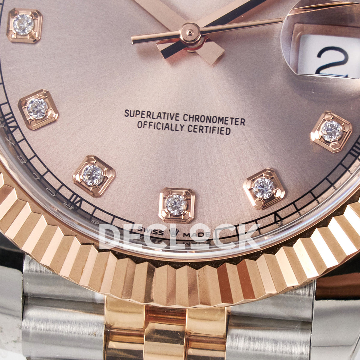 Rolex Datejust 41 126331 ARF Rose Gold Diamond Jubilee — Κάτω μέρος καντράν και στεφάνη