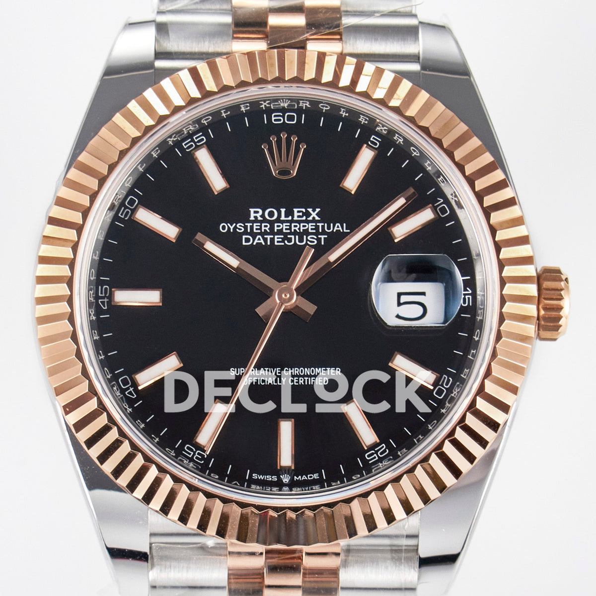 Rolex Datejust 41 126331 Black Rose Gold ARF Jubilee Gain Weight — Κοντινή όψη καντράν