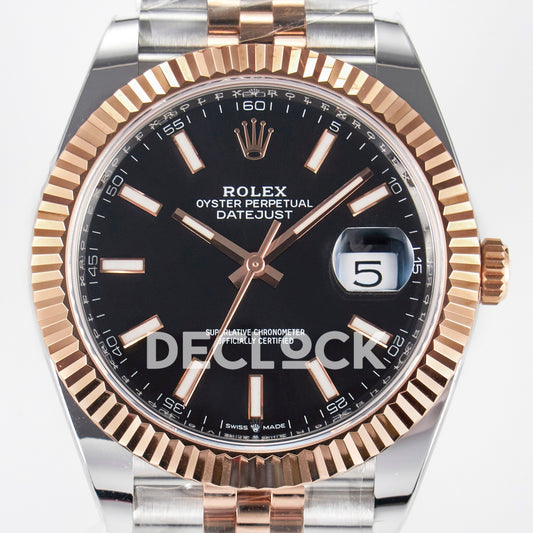 Rolex Datejust 41 126331 Black Rose Gold ARF Jubilee Gain Weight — Κοντινή όψη καντράν