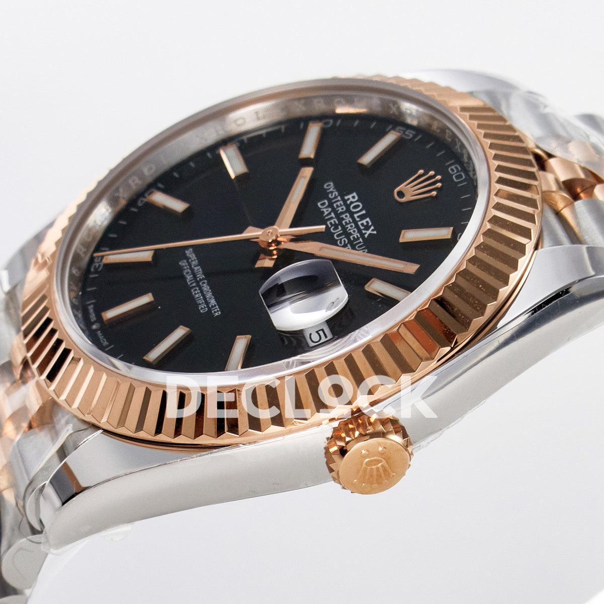 Rolex Datejust 41 126331 Black Rose Gold ARF Jubilee Gain Weight — Καντράν και κορώνα