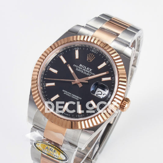 Rolex Datejust 41 126331 Black Rose Gold ARF Oyster Gain Weight — Ολόκληρο ρολόι σε γωνία