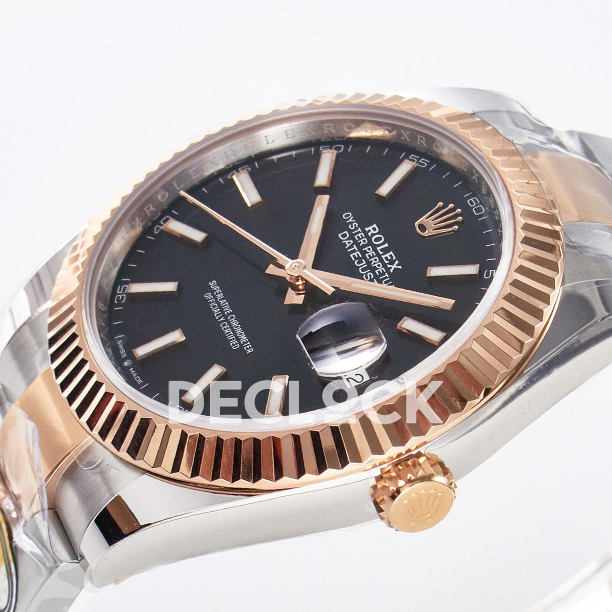Rolex Datejust 41 126331 Black Rose Gold ARF Oyster Gain Weight — Καντράν και κορώνα