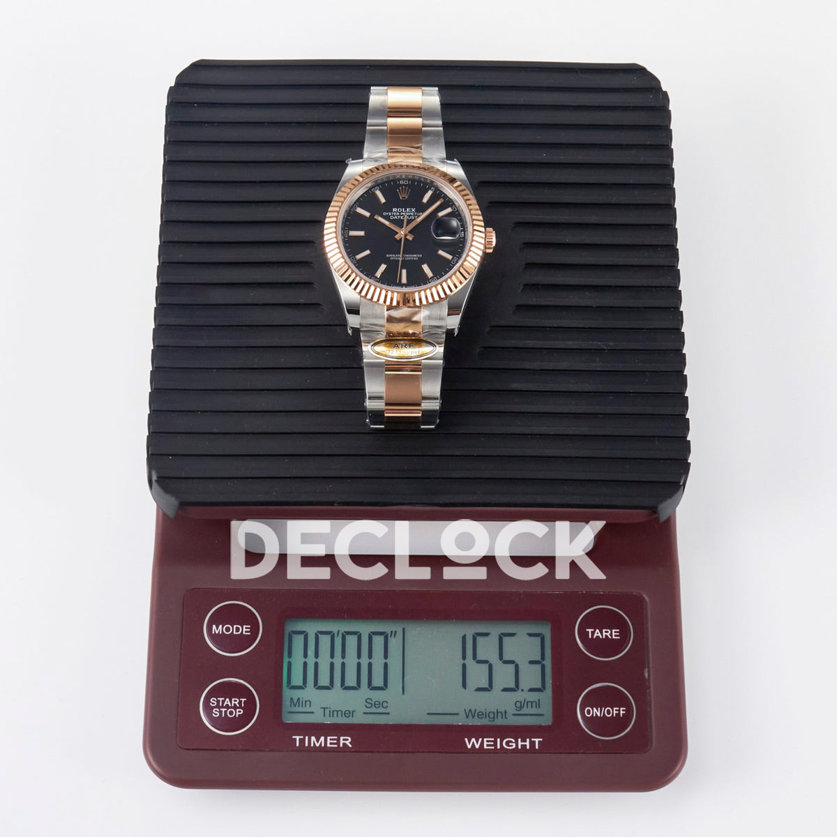 Rolex Datejust 41 126331 Black Rose Gold ARF Oyster Gain Weight — Ένδειξη βάρους στη ζυγαριά