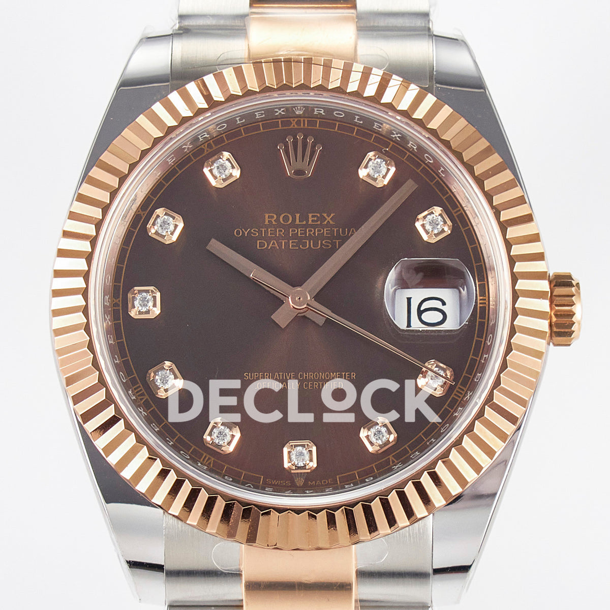 Rolex Datejust 41 126331 Brown Diamond Rose Gold ARF Oyster Gain Weight — Κοντινή όψη καντράν