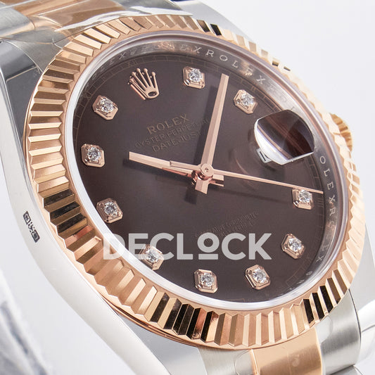 Rolex Datejust 41 126331 Brown Diamond Rose Gold ARF Oyster Gain Weight — Λοξή όψη καντράν