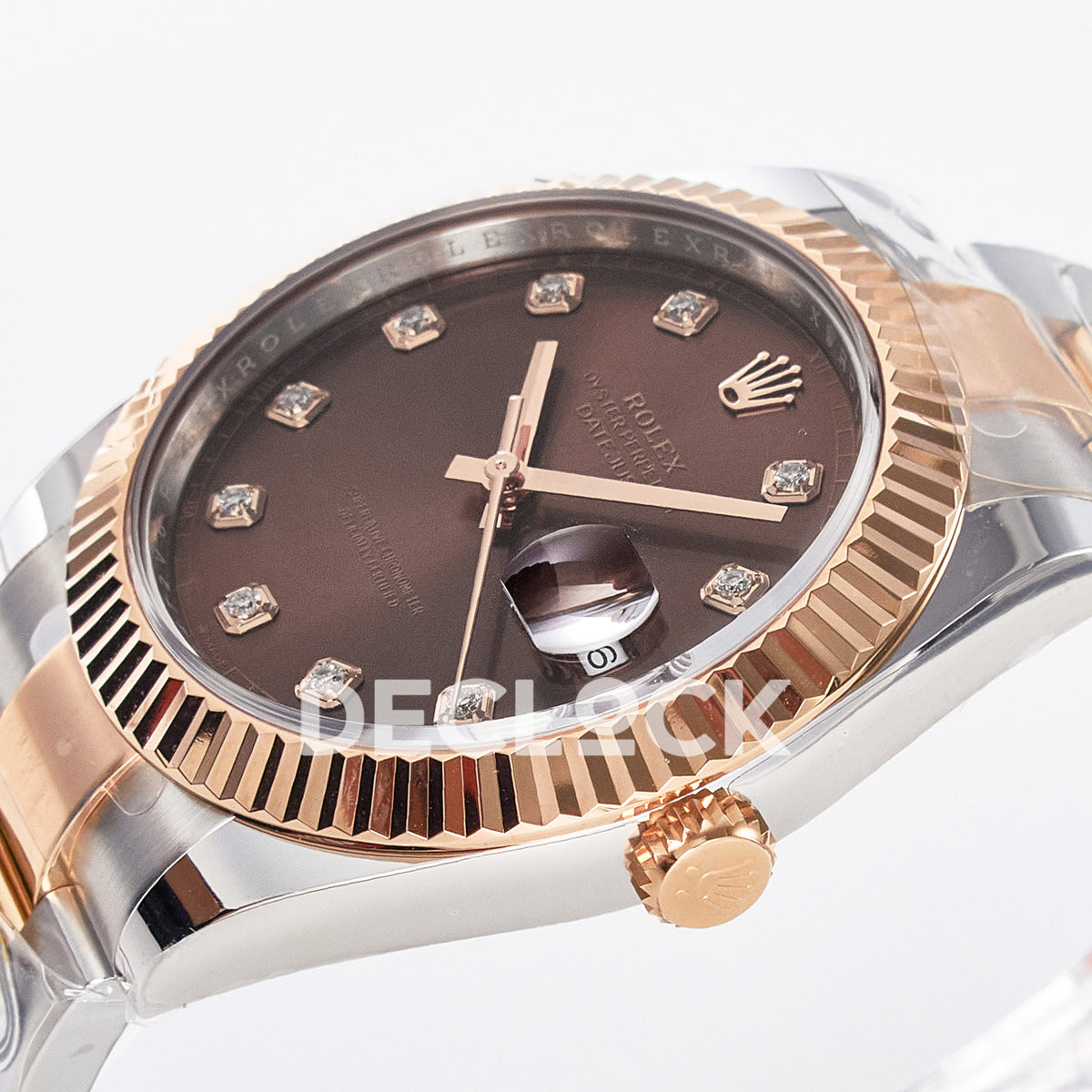 Rolex Datejust 41 126331 Brown Diamond Rose Gold ARF Oyster Gain Weight — Καντράν και κορώνα
