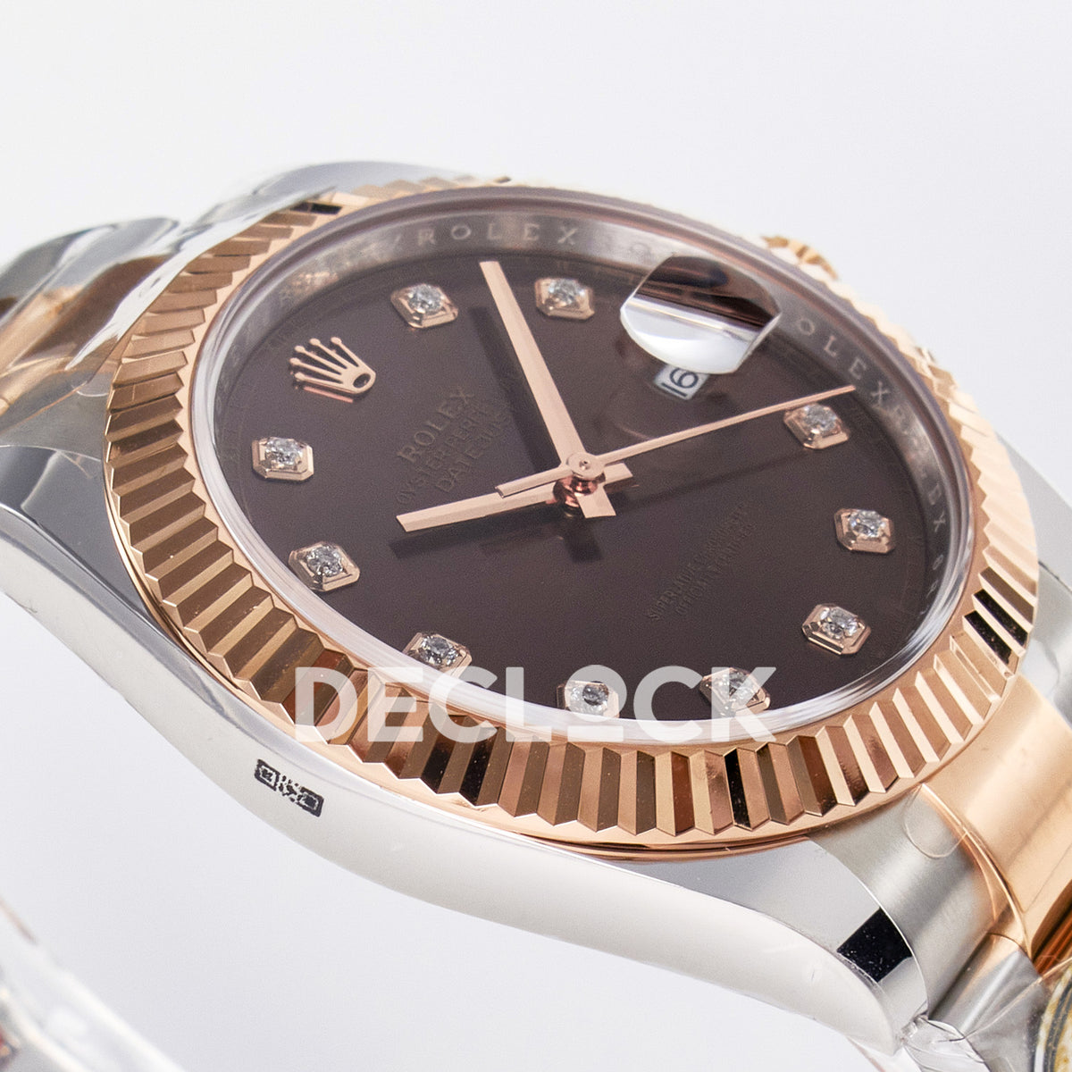 Rolex Datejust 41 126331 Brown Diamond Rose Gold ARF Oyster Gain Weight — Λοξή όψη στεφάνης