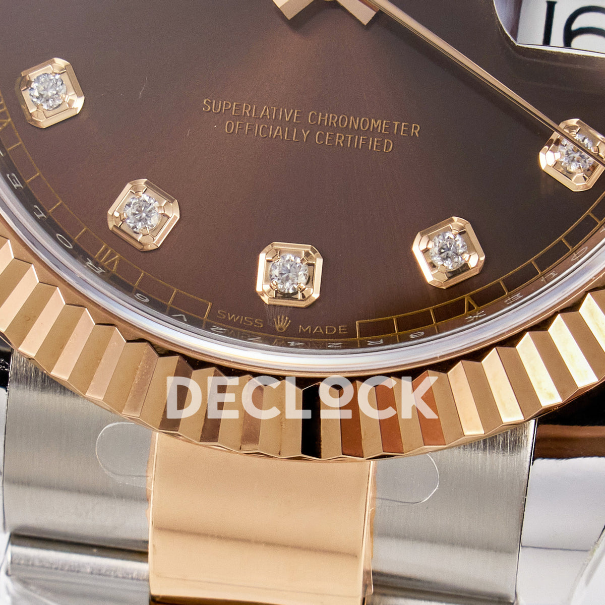 Rolex Datejust 41 126331 Brown Diamond Rose Gold ARF Oyster Gain Weight — Κάτω στεφάνη και δείκτες