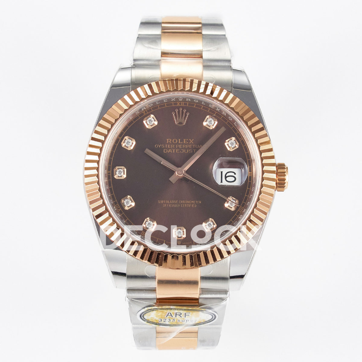 Rolex Datejust 41 126331 Brown Diamond Rose Gold ARF Oyster Gain Weight — Μπροστινή όψη