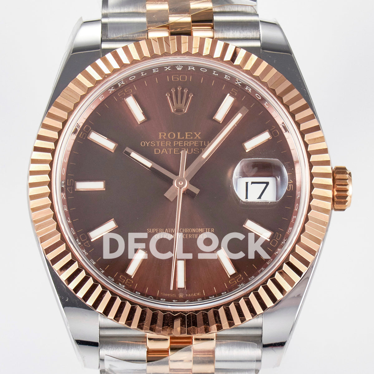 Rolex Datejust 41 126331 Brown Rose Gold ARF Jubilee Gain Weight — Κοντινή όψη καντράν