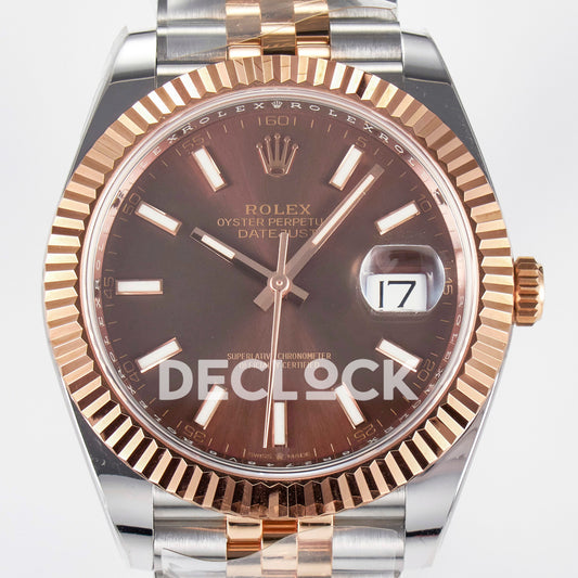 Rolex Datejust 41 126331 Brown Rose Gold ARF Jubilee Gain Weight — Κοντινή όψη καντράν