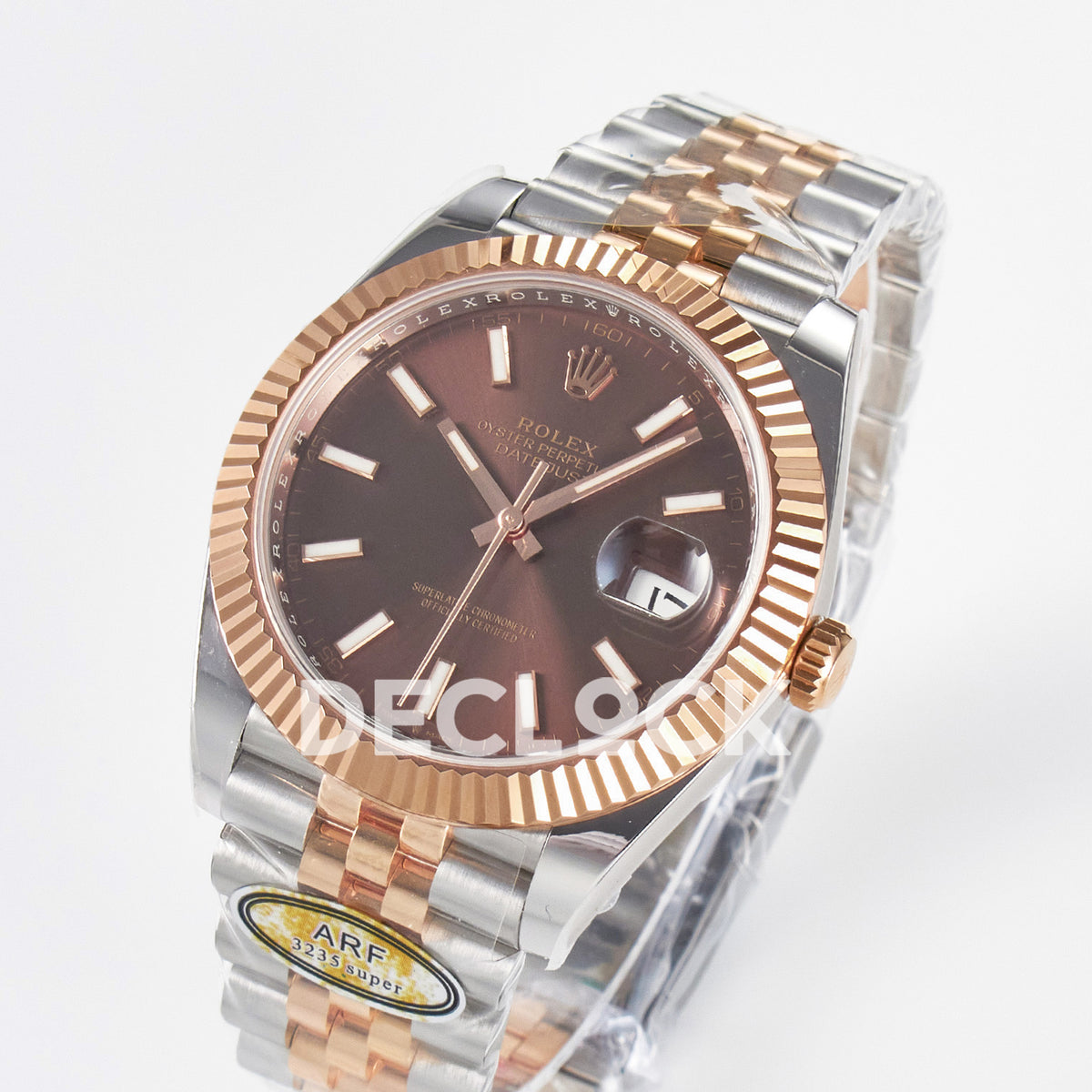 Rolex Datejust 41 126331 Brown Rose Gold ARF Jubilee Gain Weight — Ολόκληρο ρολόι σε γωνία