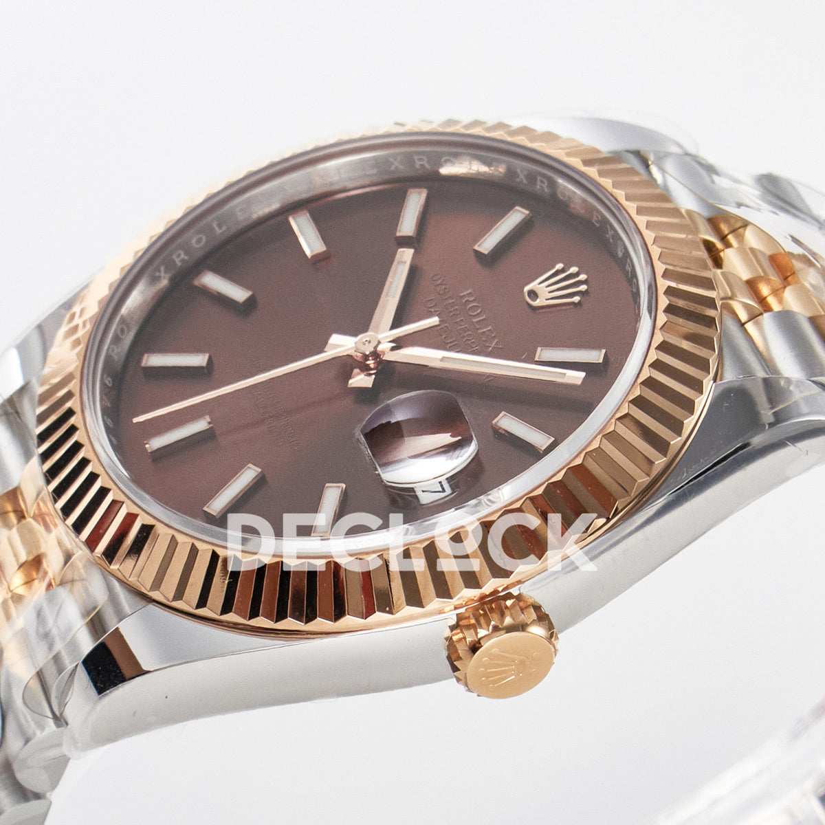 Rolex Datejust 41 126331 Brown Rose Gold ARF Jubilee Gain Weight — Καντράν και κορώνα