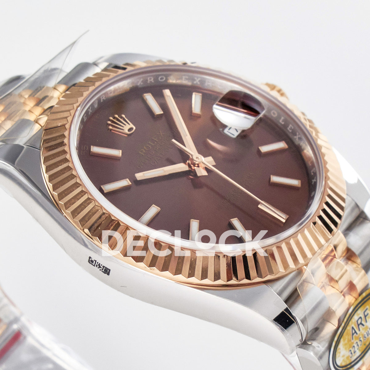Rolex Datejust 41 126331 Brown Rose Gold ARF Jubilee Gain Weight — Λοξή όψη στεφάνης